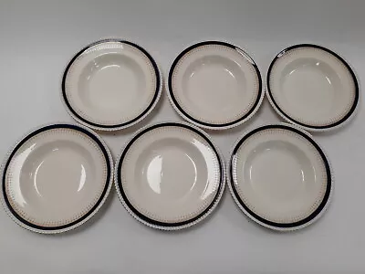 Buy 6x Soho Pottery Solian Ware Dinner Plates - Navy Blue & Gold Edges 10  D Vintage • 6.99£