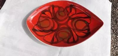 Buy Poole Pottery Red Delphis Teardrop Plate, Shape 91 By Rosina St Clayre • 25£