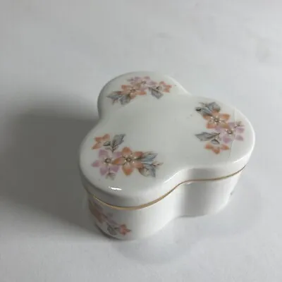 Buy Vintage Trinket Box Hammersley England  Bone China -Floral -Tri Clover Shape  • 9.47£