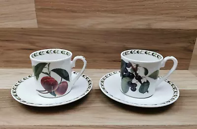 Buy 2 X Queens Fine China RHS Hookers Fruit Espresso Cups & Saucers • 12.99£