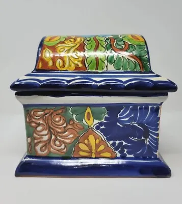 Buy Talavera Castillo Mexican Pottery Square Lidded Box Chest Planter Signed Blue • 52.80£