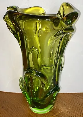Buy Vintage Czech Green Art Glass Vase By Josef Hospodka 1960’s MCM 11” • 237.17£