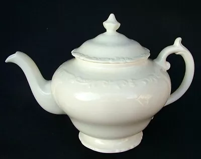 Buy Staffordshire 1970's Embossed White 2pt Teapot & Lid 17cmh - Looks In Excellent • 25£