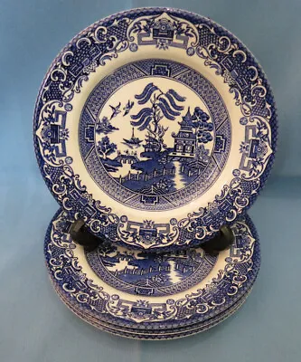 Buy Vintage English Ironstone Tableware Staffordshire Side Plates X4 - Willow • 6.50£