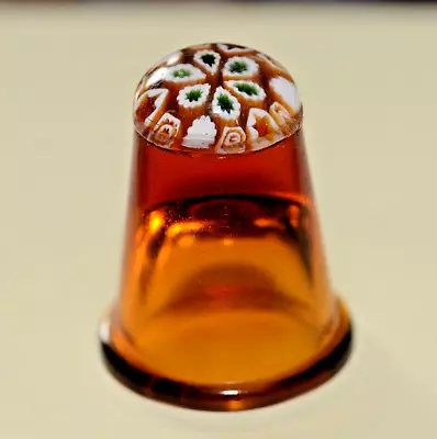 Buy Caithness - Millefiori Topped Thimble – Orange Glass – Used • 6.99£