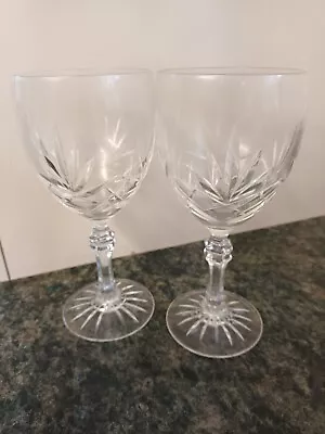 Buy 2 X Crystal Cut Glass Wine Glasses - B9 • 8£