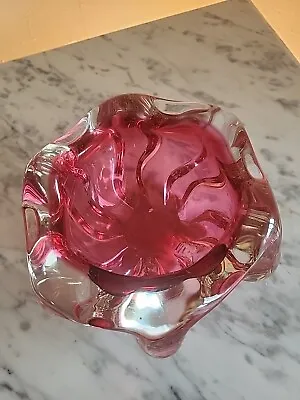 Buy Sanyu Narumi Fantasy Glass Bowl Cramberry Color Japanese Vintage Glass • 154.07£