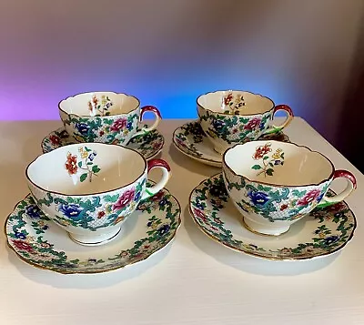 Buy Set Of 4 Royal Cauldon Victoria Bone China Cups & Saucers Made In England • 37.46£