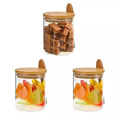 Buy 1X(Glass Jars With Bamboo Lids And Spoon, Coffee Tea Jars Glass Jars A2K3) • 32.39£