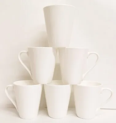 Buy White Fine Bone China Mugs Set Of 6 Richmond 12oz 350 Ml Plain Tea Coffee Cups • 25.50£