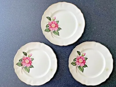 Buy Set Of 3 Alfred Meakin England 10” Dinner Plates, In Rare Pink Open Rose Pattern • 18£