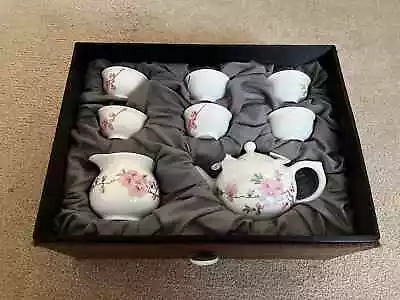 Buy Chinese Porcelain 8-piece Tea Set (White Porcelain & Pink Flowers) Brand New • 0.99£