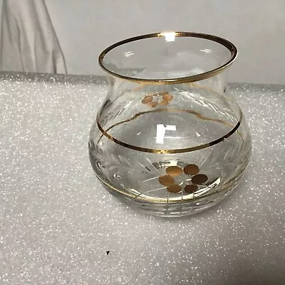 Buy Bohemian Glass Vase. Gold Flower Design.  • 4£