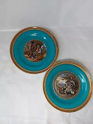 Buy Two Victorian PrattWare Plate Animal Farm&Old Man With Dog-Handpainted Porcelain • 22£