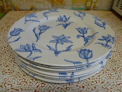 Buy Set (8) Royal Stafford Tulipa Blue 10 3/4  Dinner Plates, MI England • 114.71£