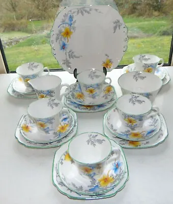Buy Melba Bone China 21 PC Cups Saucers Plates Pattern 4270 Hand Finished  1940s • 55£