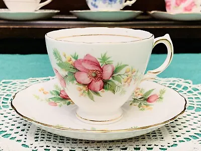 Buy Royal Vale Bone China Teacup Pink & Yellow Flowers Cup & Saucer Made In England • 17.35£
