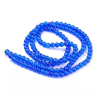 Buy 1 Strand  Blue Crackle Glass Beads - 6mm - Approx 133pcs Jewellery Making J04922 • 3.19£
