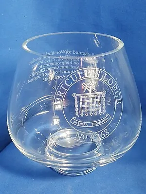 Buy Heavy Rose Glass Bowl (Caithness?) Etched, Member Of Portcullis Lodge No. 8268 • 25£