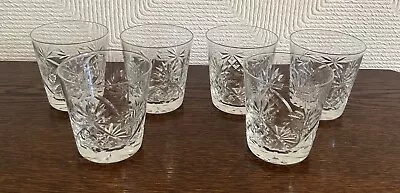 Buy Beautiful Set 6 Cut Glass Crystal Whisky Tumblers / Beakers Pinwheel Pattern • 45£