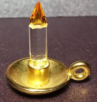 Buy Miniature Cut Glass & Gold Coloured Metal 'candlestick With Holder' • 8.99£