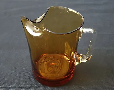 Buy Vintage MCM Whitefriars Or Krosno Amber Glass Jug With Pinched Squashed Spout • 34.99£
