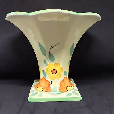 Buy Art Deco Crown Devon Ware Fieldings Floral Vase + Frog Insert Handpainted • 45£