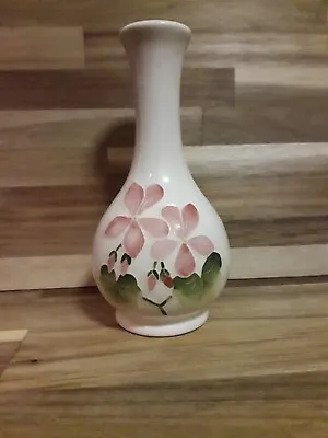 Buy Vintage Moorcroft Pottery Geranium Series  Bud Posy Vase Pink Floral Over Cream • 45£
