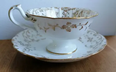Buy Vintage Staffordshire Bone China Cups & Saucers Rococo Revival Style KIT • 8£