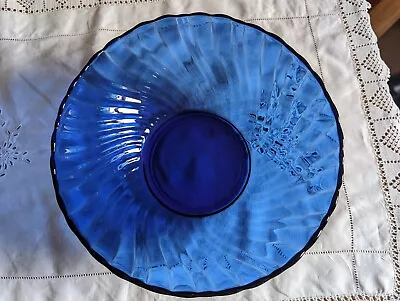 Buy Cobalt Blue / Saphire Swirl Glass Fruit / Trifle Bowl Made In France 9  • 10£