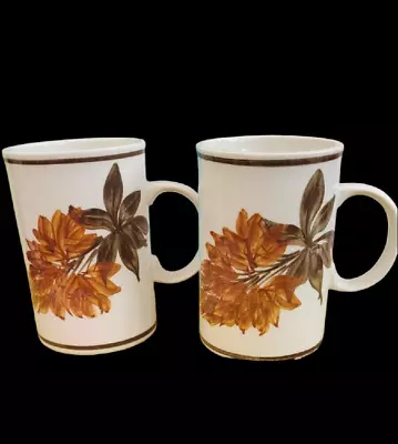 Buy Vintage Jersey Pottery Ironstone Flower 2 X Mugs 200 Ml • 10.99£