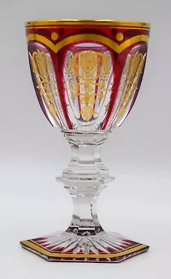 Buy Rare Baccarat Empire Cranberry & Gold Wine Glass, Circa 1920 • 180.96£