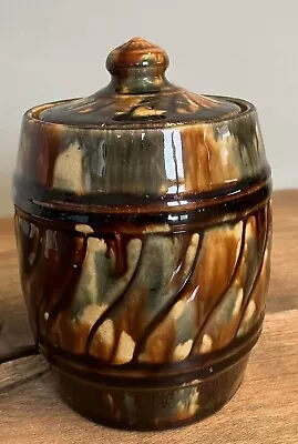 Buy Vintage Slipware Drip Glazed Pottery Tobacco Jar Lidded Storage Jar 14.5cm Tall • 4.99£