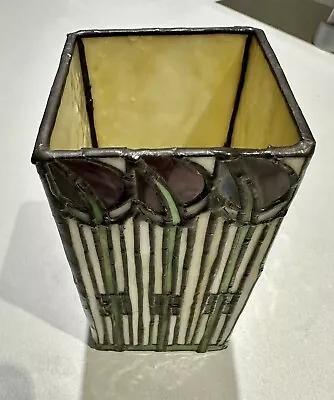 Buy Vintage Art Deco Stained Glass Vase Charles Rennie Macintosh Style • 4.99£