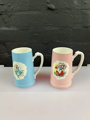 Buy 2 X T G Green & Co Bass Worthington Dickens Character Tankard Mugs Blue And Pink • 21.99£