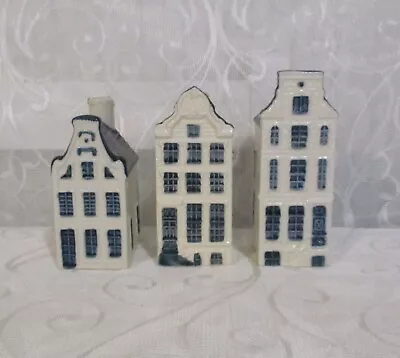 Buy 3 X Miniature Collectable Ceramic Blue Delft's Houses Ornaments EMPTY • 39.99£