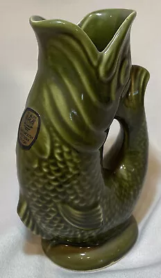 Buy VTG Dartmouth Pottery Devon England Green Gluggle Jug Fish Pitcher Vase 7” • 37.80£