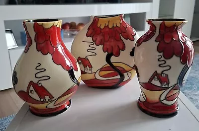 Buy 3 Vases Old Tupton Ware Hand Painted Noon Design  Art Deco JEANNE McDougall • 40£