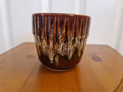Buy Vintage Fosters Pottery Brown Drip Glazed Indoor Plant Pot Holder 11cm • 14£