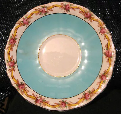 Buy 1x Adderley China Pretty Saucer In Duck Egg Blue And Rose Rim Design. 5 1/2 Ins • 4.99£