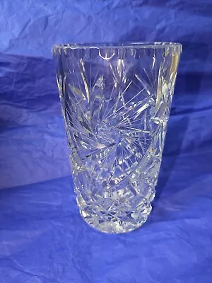 Buy Vintage Heavy Lead Crystal Cut Glass Vase 18cm Tall 1.2kg • 22.99£