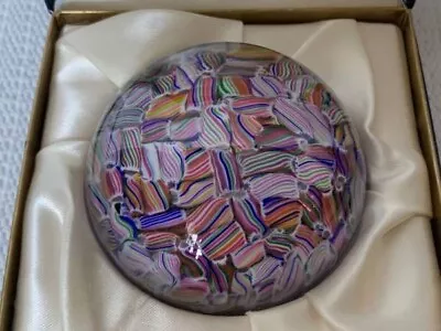 Buy VINTAGE Baccarat Crystal Multi-Colored Candy Cane Millefiori Paperweight W/Box • 203.65£