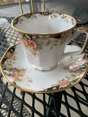 Buy Queen’s Rosina Midnight Rose Fine Bone China Tea Cup And Saucer • 9.46£