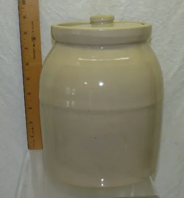 Buy Vtg Old Glazed Stoneware Crock W/ Lid 9 1/4  Tall Storage Cookie Jar Pottery • 33.19£