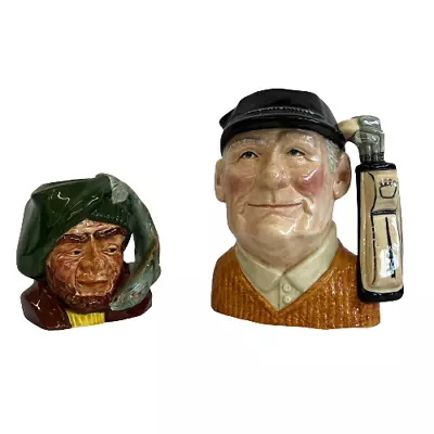 Buy Character Toby Jugs Fisherman Oldcourt Ware & Golfer D6623 Royal Doulton Charity • 29.99£