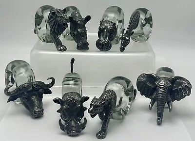 Buy Makoulpa Pewter Glass African Safari Zoo Animals Napkin Ring Holders Set Of 8 • 433.95£
