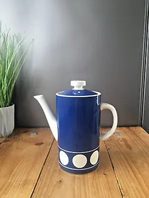 Buy Rare Vintage 1960's Tg Green Cornishware Jersey Coffee Pot Blue White Circles • 60£