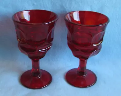 Buy Pair Of Vintage Ruby Red Fostoria Argus Water Goblets • 24.02£