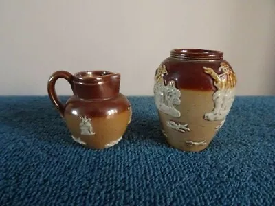 Buy Antique Doulton Lambeth Miniature Stoneware Jug & Vase • 25£