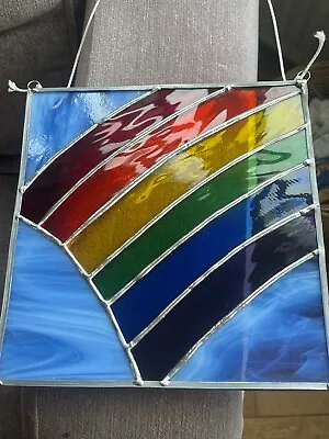 Buy Stained Glass Panel. NHS Rainbow. Made With Waterglass. 21 Cm X 21cm (8 X 8) • 25£